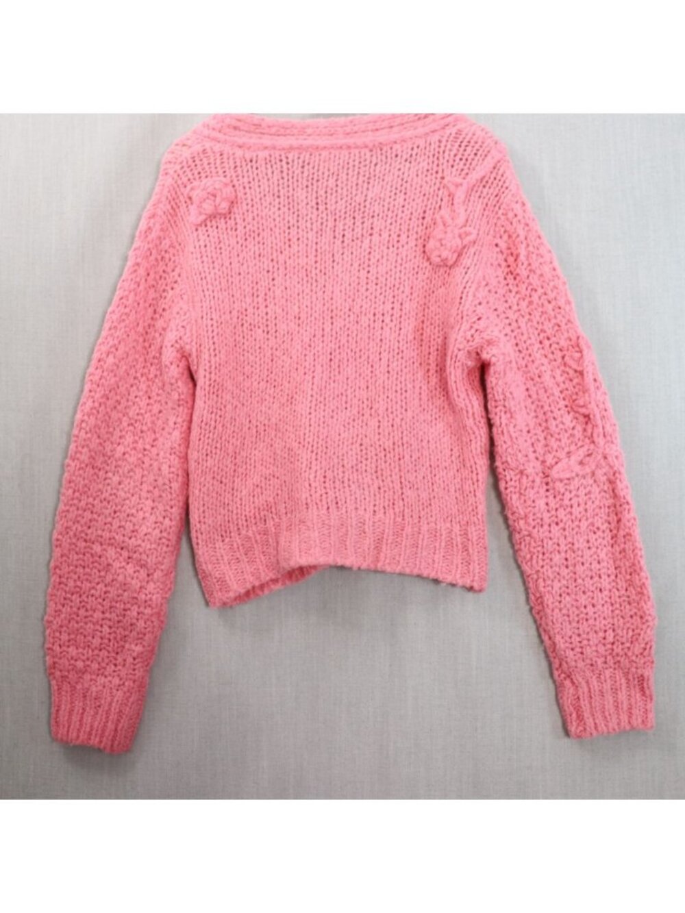 LoveShackFancy Fabietto Alpaca Cardigan Large Pink Cropped Floral - Picture 5 of 12